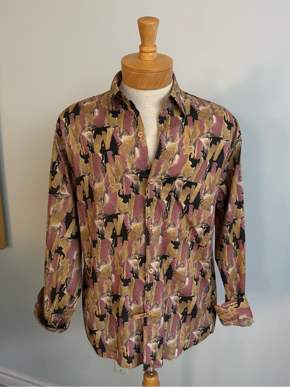 Vintage Jac Dale Made in Italy Abstract Print Cotton Button Up Shirt 80s